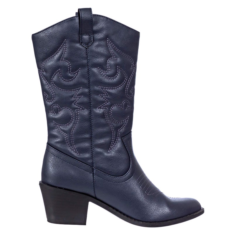 Charles Albert Womens Boot Embroidered Modern Western Cowboy, Navy (7) Cowboy_Style_Navy_7 - Image 2